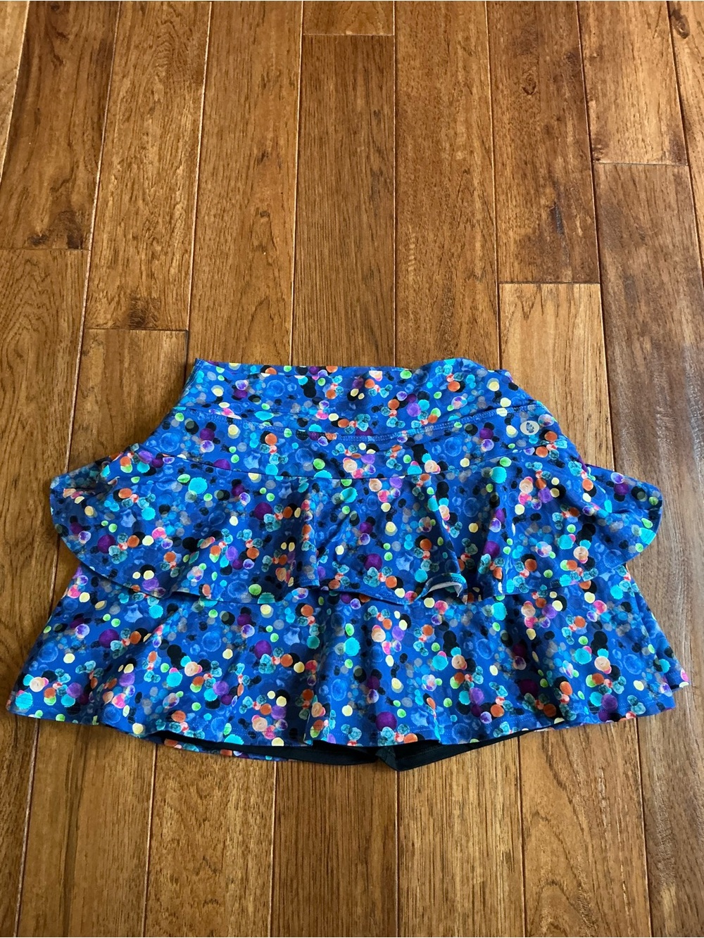 Dona Jo Blue Multicolor Pattern Tennis Skirt, medium